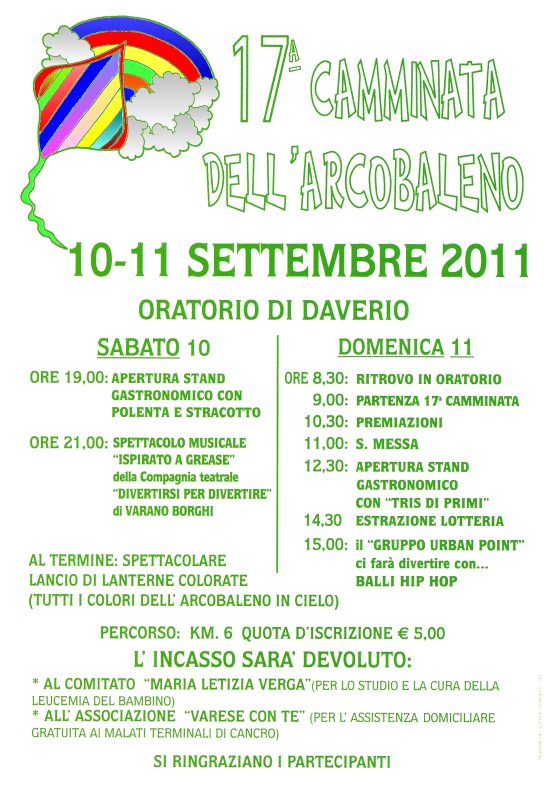 Marcia Arcobaleno Programma 2011